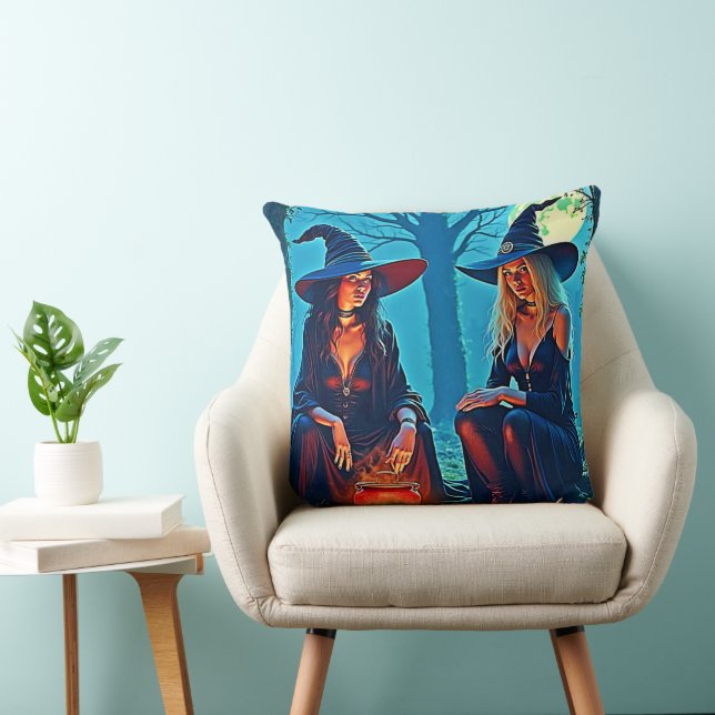 Coussin Chaudière ensorcelée des sorcières mystiques (Chaise)