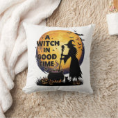 Coussin Chaudron de lune d'Halloween de bonne sorcière_1 (Couverture)