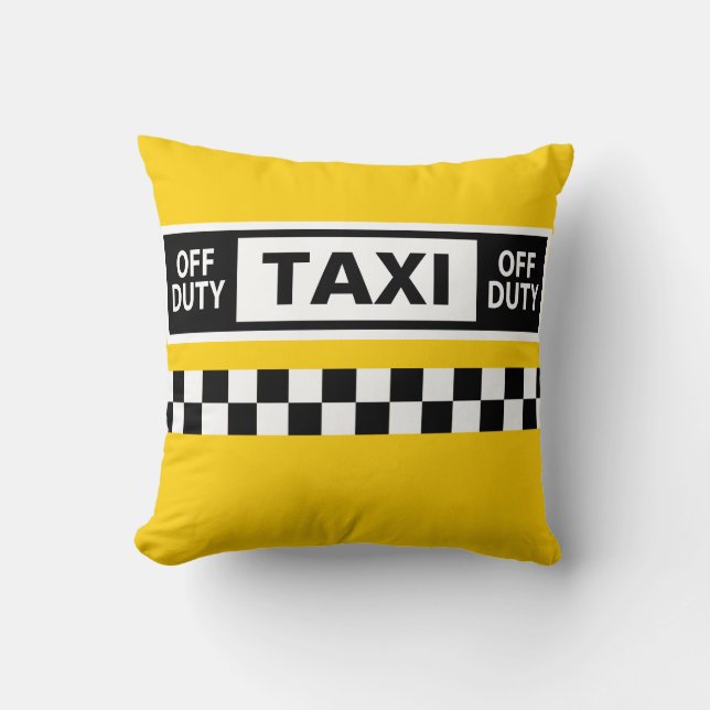 Coussin Chauffeur de taxi New York Hors service Jaune Noir (Recto)