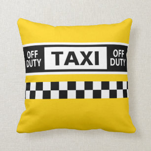 Coussin Chauffeur de taxi New York Hors service Jaune Noir