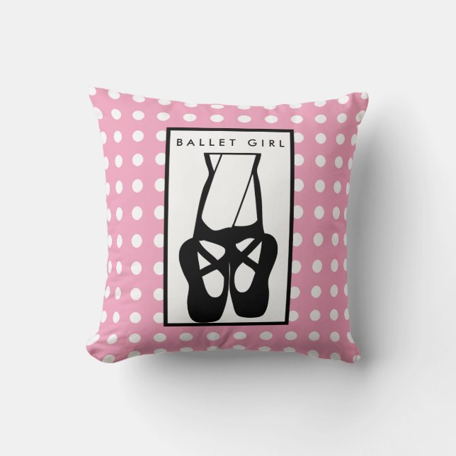 Coussin Chaussons de ballet noirs mignons en pointe (Recto)