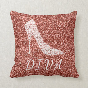 Coussin Chaussures roses de talon haut de diamant de