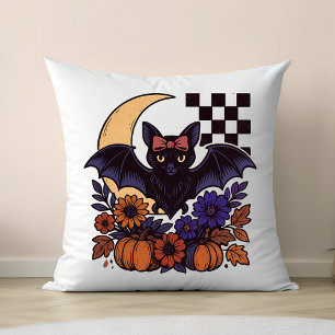 Coussin Chauve d'Halloween rétro avec lune Gothique esthét
