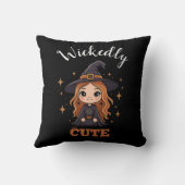 Coussin Chauve sorcière d'Halloween | Éffrayant adorable (Verso)