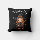 Coussin Chauve sorcière d'Halloween | Éffrayant adorable (Recto)