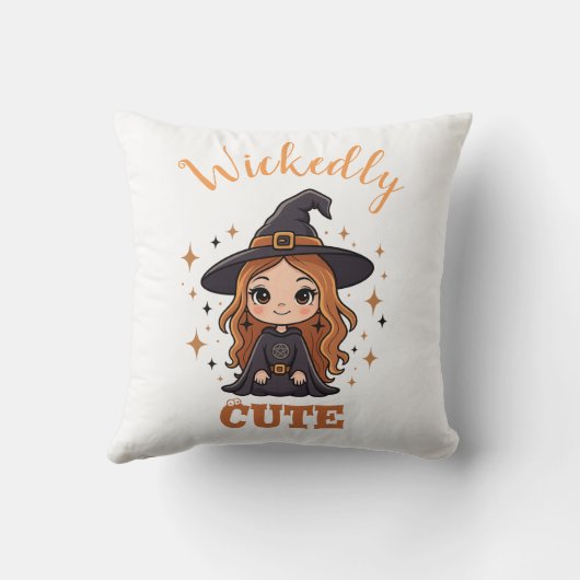 Coussin Chauve sorcière d'Halloween | Éffrayant adorable (Verso)