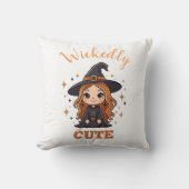 Coussin Chauve sorcière d'Halloween | Éffrayant adorable (Recto)