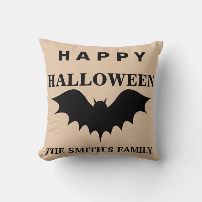 Coussin Chauve-souris Halloween personnalisée (Recto)