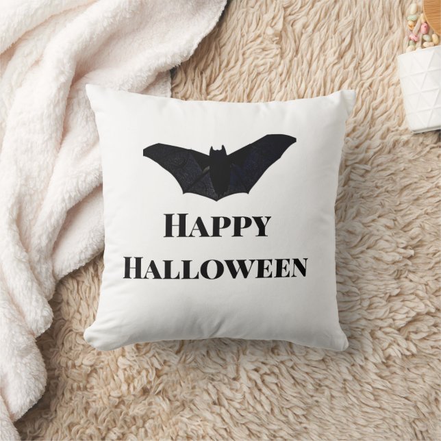 Coussin Chauve-souris noire joyeux Halloween ajouter un no (Couverture)