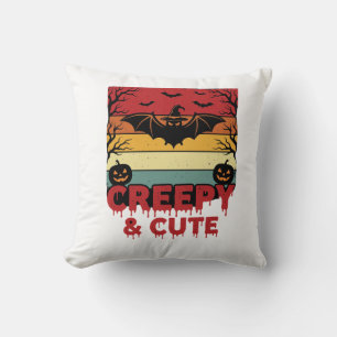Coussin Chauve-souris vintage effrayante et mignonne d'Hal