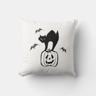 Coussin chauves-souris chat citrouille halloween