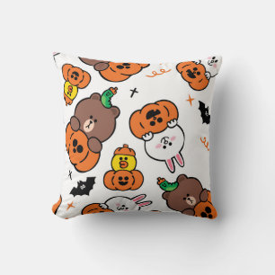 Coussin Chauves-souris de citrouille amusantes et heureuse