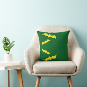 Coussin Chauves-souris jaunes volantes d'Halloween