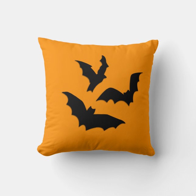 Coussin Chauves-souris sur l'Halloween orange (Recto)
