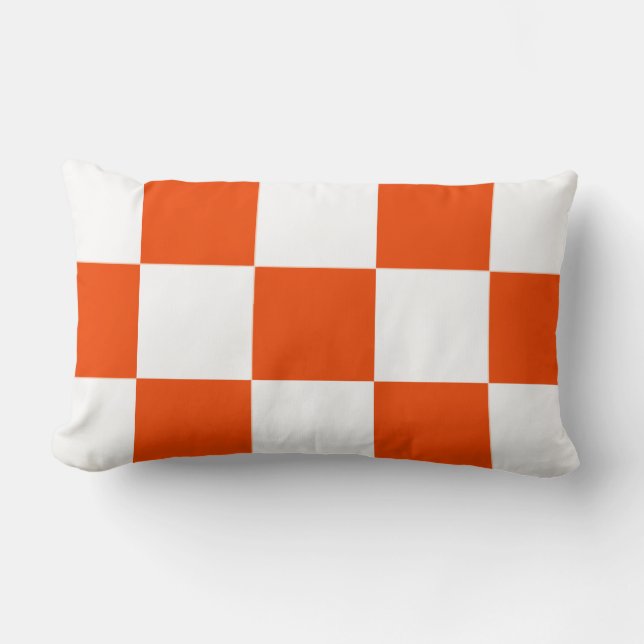 Coussin Checkered orange de carrés blancs (Recto)