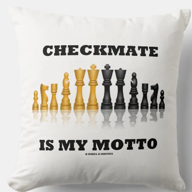 Coussin Checkmate Est Ma Devise Reflective Jeux D'Échecs (Chess players & Grandmasters will enjoy this reflective chess set chess saying throw pillow)