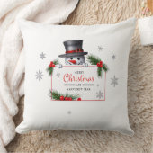 Coussin Cheerful Snowman Christmas New Year Greeting  (Couverture)