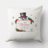 Coussin Cheerful Snowman Christmas New Year Greeting  (Recto)