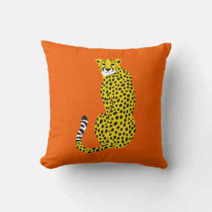 Coussin Cheetah jaune or chic sur orange