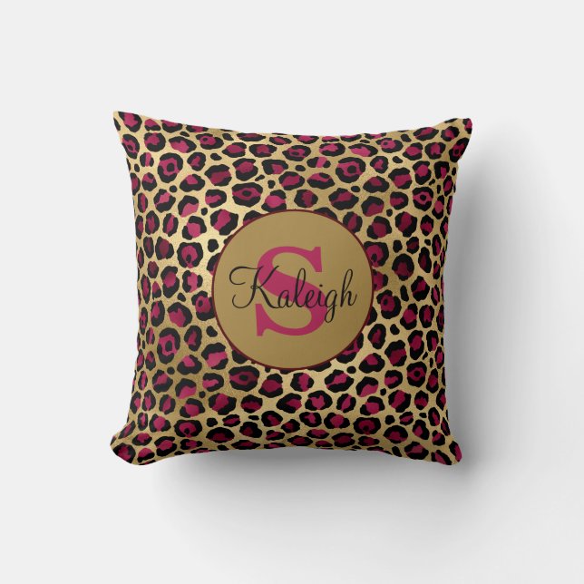 Coussin Cheetah or rose / Monogramme Empreinte de léopard  (Recto)