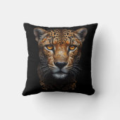 Coussin Cheetah Portrait sur noir (Verso)