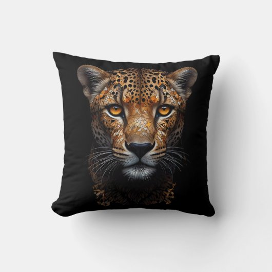 Coussin Cheetah Portrait sur noir (Recto)