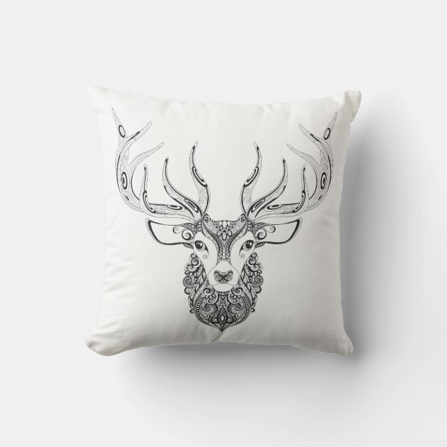 Coussin Chef à cornes inspiré de cerfs communs (Recto)