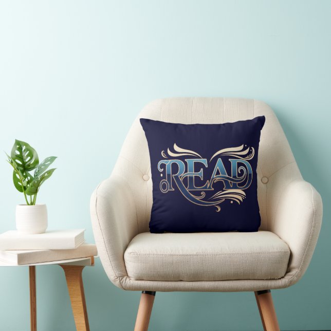 Coussin Chef-d'œuvre royal orné bleu et or "LIRE" (Chaise)