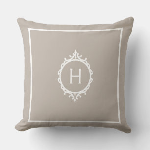Coussin Chelsea Light Taupe et blanc Monogramme