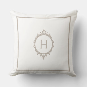 Coussin Chelsea Light Taupe et blanc Monogramme