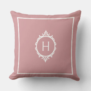 Coussin Chelsea rose Blush et blanc Monogramme