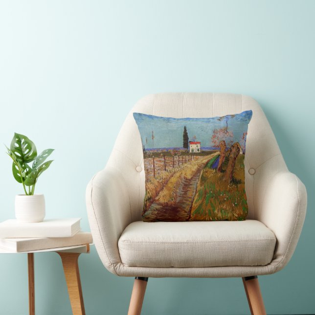 Coussin Chemin dans un champ, saules de Vincent van Gogh (Chaise)