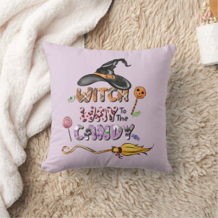 Coussin Chemin de sorcière vers le bonbon