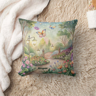 Coussin Chemin du jardin des papillons de rêve - Jardin en