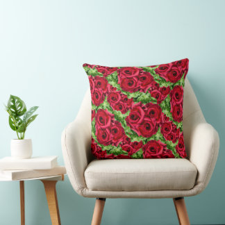 Coussin Chemin Rouge Roses Fleur Garland