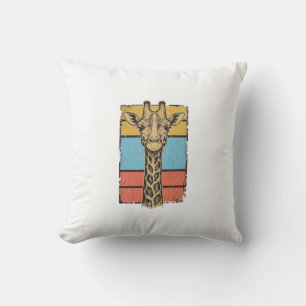 Coussin Chemise à rayures rétro girafe gravée vintage