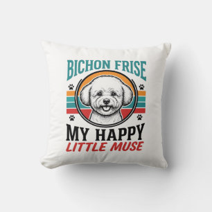 Coussin Chemise Bichon Frise Esprit Vintage Chien Art_1