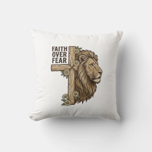 Coussin Chemise chrétienne vintage Croix Lion Foi Sur La P