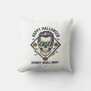 Coussin Chemise crâne Halloween Gravure vintage Graphique_