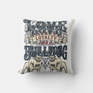 Coussin Chemise d'amour Bulldog Gravure vintage Citation d
