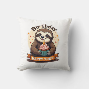 Coussin Chemise d'anniversaire de paresseux Graphique anim