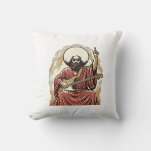 Coussin Chemise d'art vectoriel de guitariste de gravure v