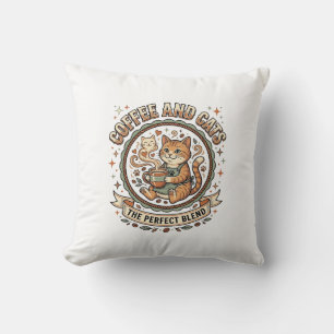 Coussin Chemise d'art vectoriel vintage Café et chats Chat
