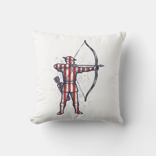 Coussin Chemise de chasse à l'arc du drapeau américain Vin
