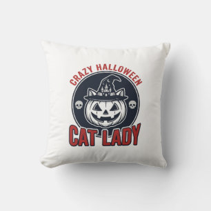 Coussin Chemise de chat de sorcière vintage de dame de cha