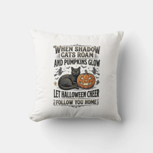 Coussin Chemise de chat noir Halloween Gravure de citrouil