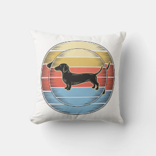 Coussin Chemise de chien de coucher de soleil rétro de tec