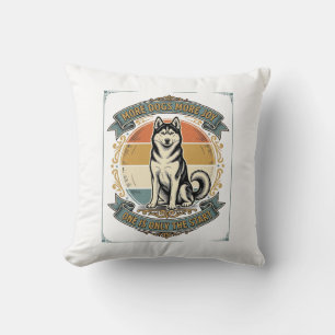 Coussin Chemise de chien Husky Gravure vintage Un chien de