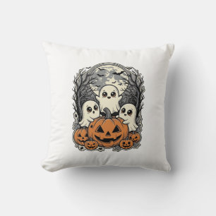 Coussin Chemise de citrouille fantôme mignonne Gravure vin