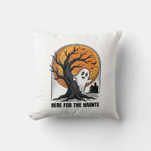 Coussin Chemise de fantôme d'Halloween Design de lune hant